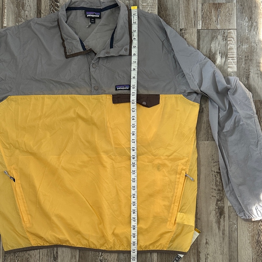 Patagonia Gray and Yellow Houdini Snap Pullover Nylon Windbreaker - Picture 7 of 11